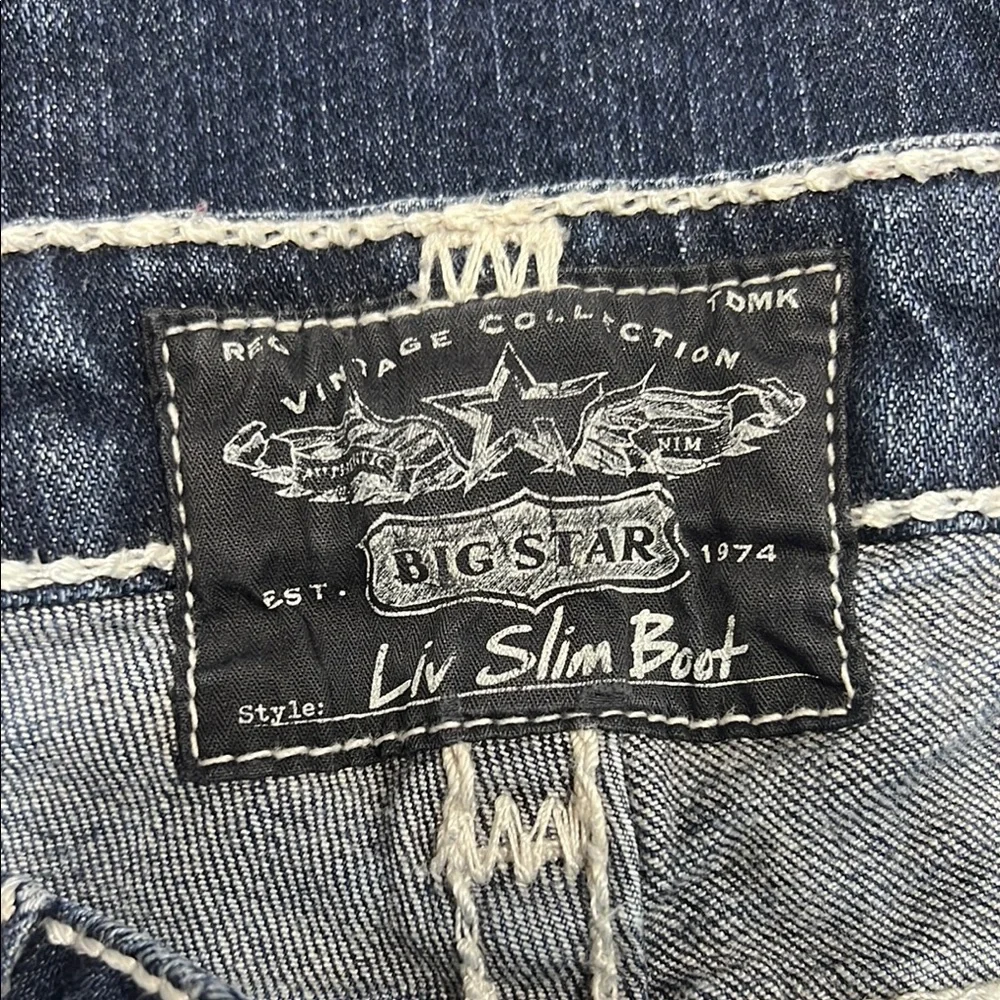 Big Star Blue Straight Leg Jeans with Faded Whiskering - Picture 2 of 9